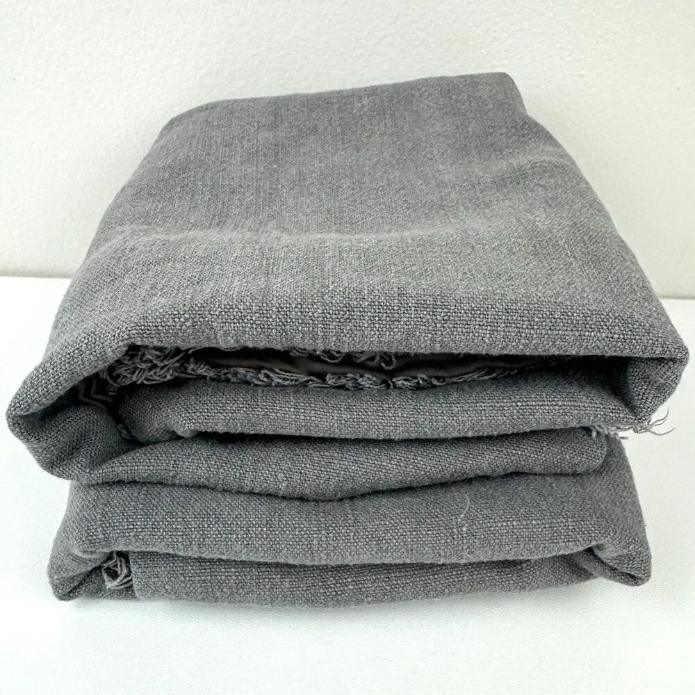 Casaluna Gray Frayed Edge Rayon Linen Cotton Blend Standard Size Pillow Shams